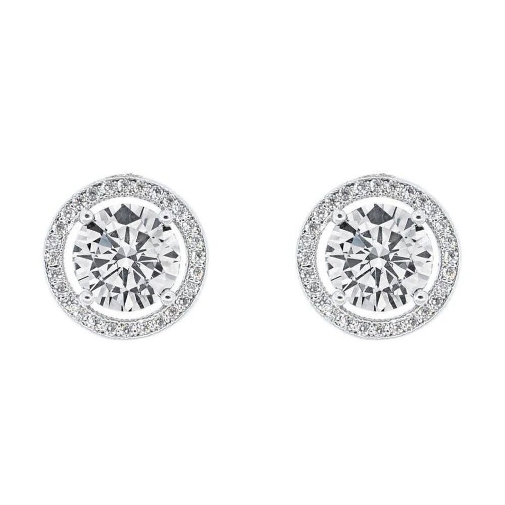 New Cate & Chloe Ariel 18k White Gold Plated Halo Stud Crystal Earrings